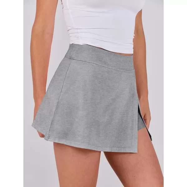 imageANRABESS Womens High Waisted Bodycon Inner Shorts Side Slit Mini Skirt 2024 Summer Athletic Tennis Workout SkortsGrey
