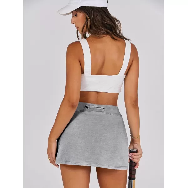 imageANRABESS Womens High Waisted Bodycon Inner Shorts Side Slit Mini Skirt 2024 Summer Athletic Tennis Workout SkortsGrey