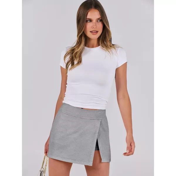 imageANRABESS Womens High Waisted Bodycon Inner Shorts Side Slit Mini Skirt 2024 Summer Athletic Tennis Workout SkortsGrey