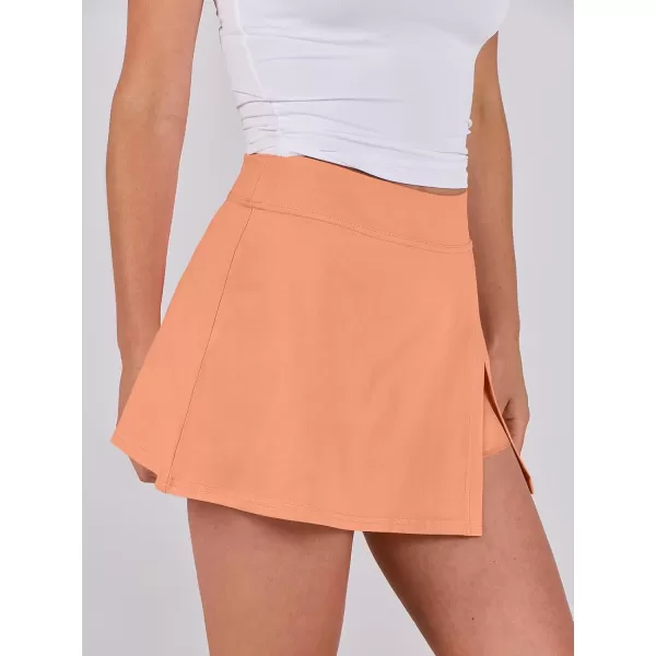 imageANRABESS Womens High Waisted Bodycon Inner Shorts Side Slit Mini Skirt 2024 Summer Athletic Tennis Workout SkortsLight Orange
