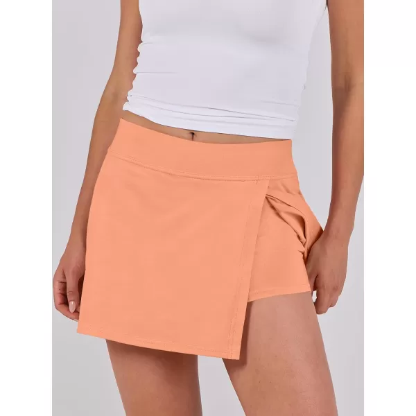 imageANRABESS Womens High Waisted Bodycon Inner Shorts Side Slit Mini Skirt 2024 Summer Athletic Tennis Workout SkortsLight Orange