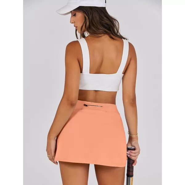 imageANRABESS Womens High Waisted Bodycon Inner Shorts Side Slit Mini Skirt 2024 Summer Athletic Tennis Workout SkortsLight Orange