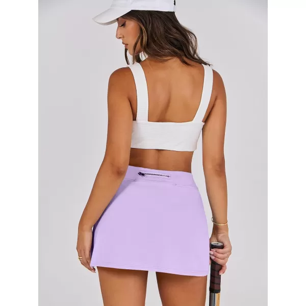 imageANRABESS Womens High Waisted Bodycon Inner Shorts Side Slit Mini Skirt 2024 Summer Athletic Tennis Workout SkortsLight Purple