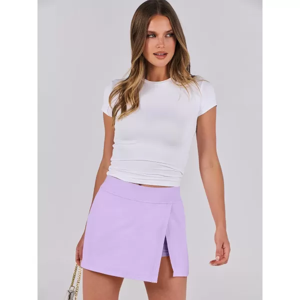 imageANRABESS Womens High Waisted Bodycon Inner Shorts Side Slit Mini Skirt 2024 Summer Athletic Tennis Workout SkortsLight Purple