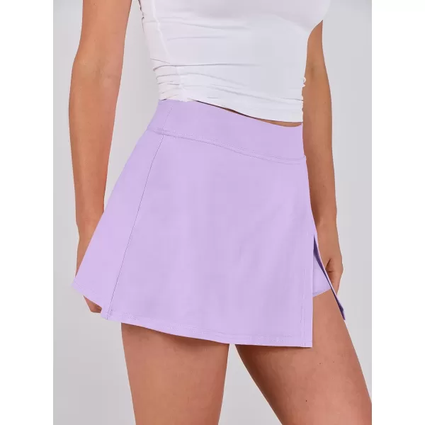 imageANRABESS Womens High Waisted Bodycon Inner Shorts Side Slit Mini Skirt 2024 Summer Athletic Tennis Workout SkortsLight Purple