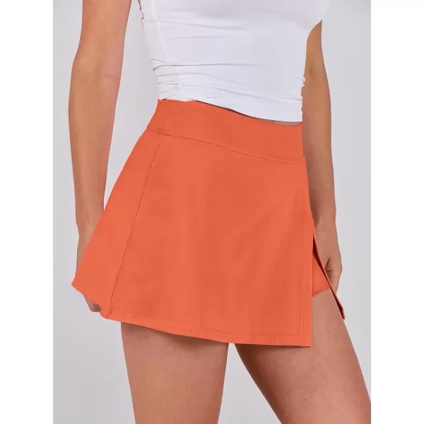 imageANRABESS Womens High Waisted Bodycon Inner Shorts Side Slit Mini Skirt 2024 Summer Athletic Tennis Workout SkortsOrange