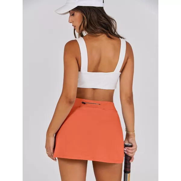 imageANRABESS Womens High Waisted Bodycon Inner Shorts Side Slit Mini Skirt 2024 Summer Athletic Tennis Workout SkortsOrange