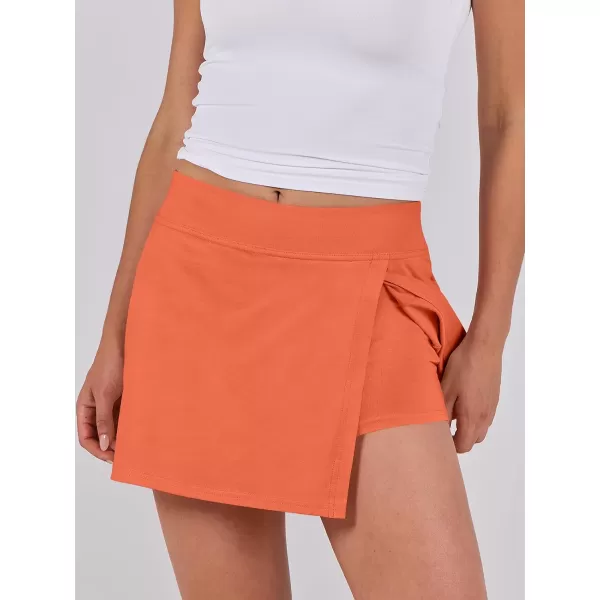 imageANRABESS Womens High Waisted Bodycon Inner Shorts Side Slit Mini Skirt 2024 Summer Athletic Tennis Workout SkortsOrange