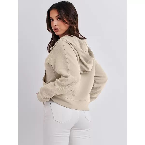 imageANRABESS Womens Hoodies Half Zip Long Sleeve Fleece Oversizd Crop Pullover Sweatshirts with Pockets Thumb HoleBeige