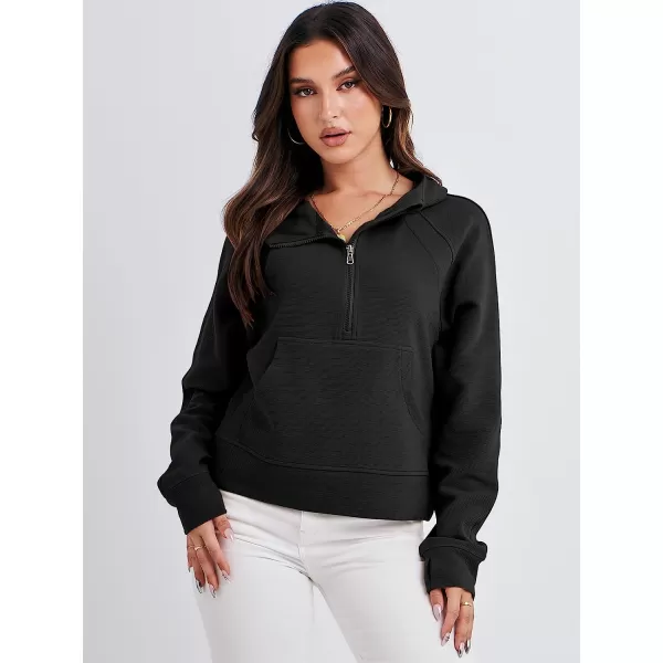 imageANRABESS Womens Hoodies Half Zip Long Sleeve Fleece Oversizd Crop Pullover Sweatshirts with Pockets Thumb HoleBlack