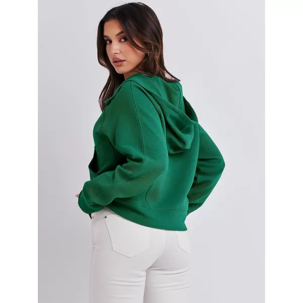 imageANRABESS Womens Hoodies Half Zip Long Sleeve Fleece Oversizd Crop Pullover Sweatshirts with Pockets Thumb HoleGrass