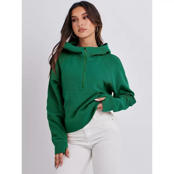 imageANRABESS Womens Hoodies Half Zip Long Sleeve Fleece Oversizd Crop Pullover Sweatshirts with Pockets Thumb HoleGrass