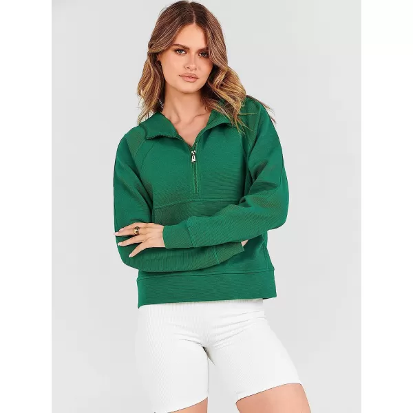 imageANRABESS Womens Hoodies Half Zip Long Sleeve Fleece Oversizd Crop Pullover Sweatshirts with Pockets Thumb HoleGrass