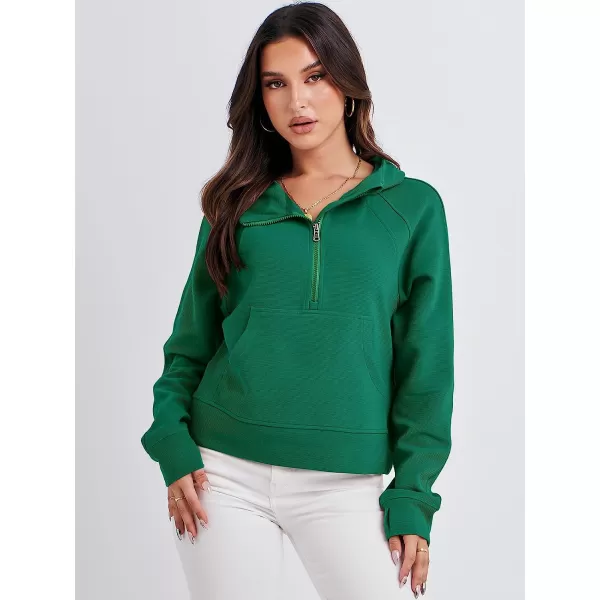 imageANRABESS Womens Hoodies Half Zip Long Sleeve Fleece Oversizd Crop Pullover Sweatshirts with Pockets Thumb HoleGrass