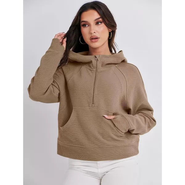 imageANRABESS Womens Hoodies Half Zip Long Sleeve Fleece Oversizd Crop Pullover Sweatshirts with Pockets Thumb HoleKhaki