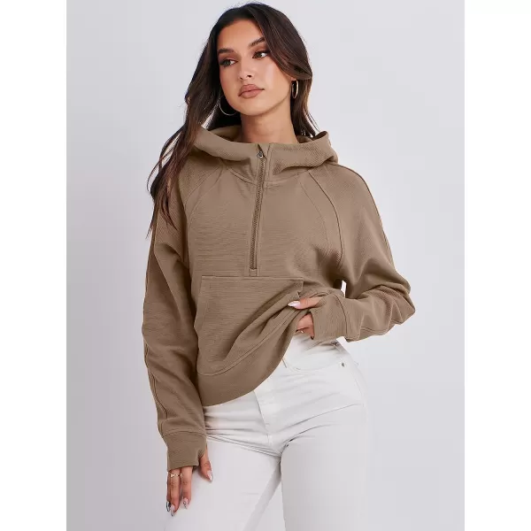 imageANRABESS Womens Hoodies Half Zip Long Sleeve Fleece Oversizd Crop Pullover Sweatshirts with Pockets Thumb HoleKhaki