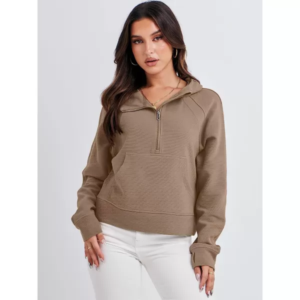 imageANRABESS Womens Hoodies Half Zip Long Sleeve Fleece Oversizd Crop Pullover Sweatshirts with Pockets Thumb HoleKhaki
