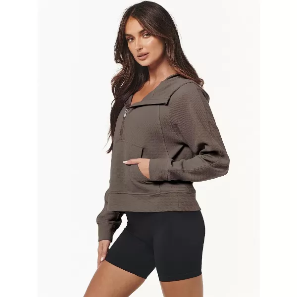 imageANRABESS Womens Hoodies Half Zip Long Sleeve Fleece Oversizd Crop Pullover Sweatshirts with Pockets Thumb HoleLight Brown