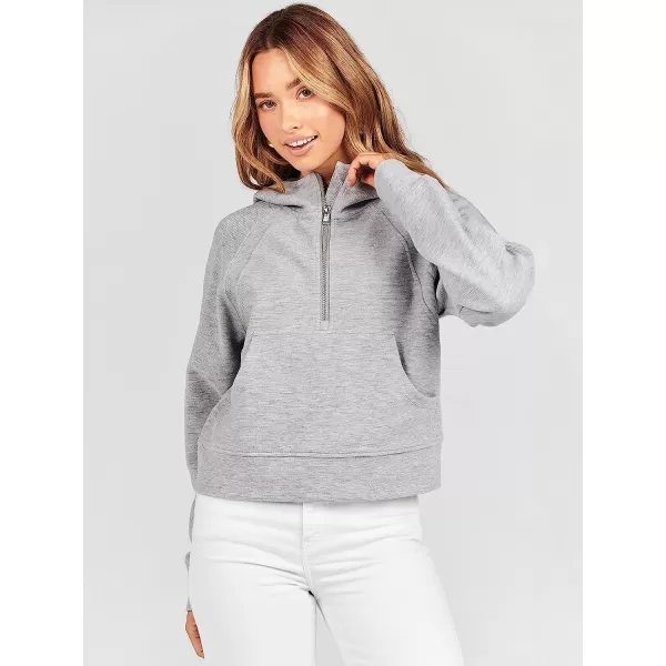 imageANRABESS Womens Hoodies Half Zip Long Sleeve Fleece Oversizd Crop Pullover Sweatshirts with Pockets Thumb HoleLight Grey