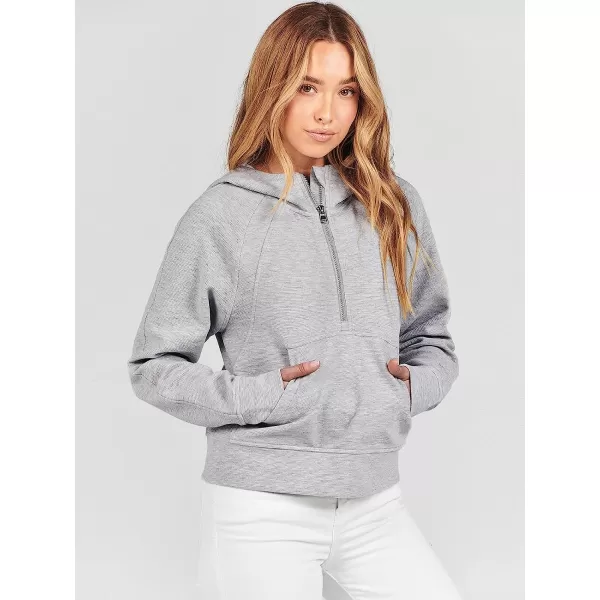 imageANRABESS Womens Hoodies Half Zip Long Sleeve Fleece Oversizd Crop Pullover Sweatshirts with Pockets Thumb HoleLight Grey