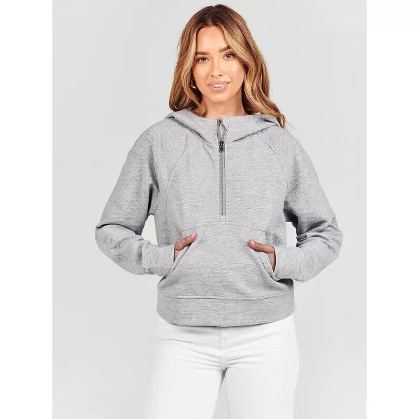 imageANRABESS Womens Hoodies Half Zip Long Sleeve Fleece Oversizd Crop Pullover Sweatshirts with Pockets Thumb HoleLight Grey