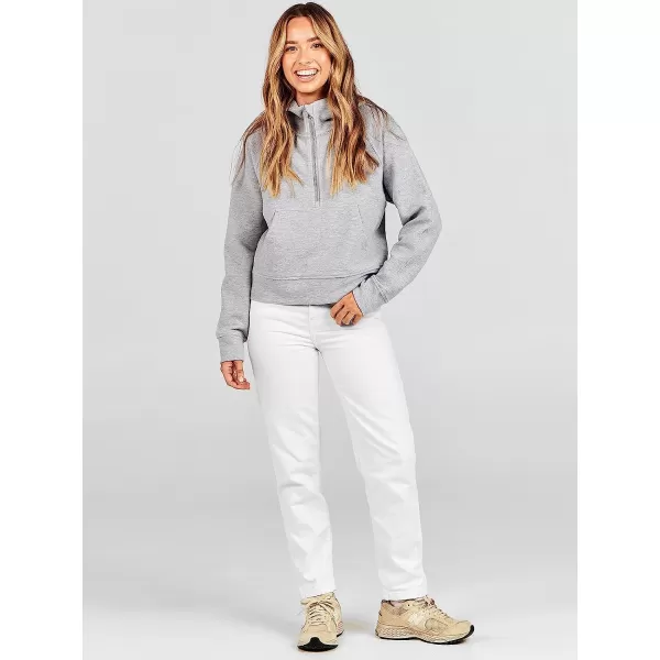 imageANRABESS Womens Hoodies Half Zip Long Sleeve Fleece Oversizd Crop Pullover Sweatshirts with Pockets Thumb HoleLight Grey