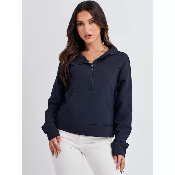 imageANRABESS Womens Hoodies Half Zip Long Sleeve Fleece Oversizd Crop Pullover Sweatshirts with Pockets Thumb HoleNavy Blue