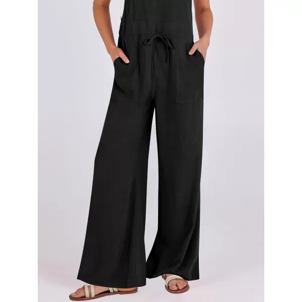 imageANRABESS Womens Jumpsuits Overalls Wide Leg Casual Summer Outfits Loose Sleeveless Straps Linen Bib Overall Rompers JumpersBlack