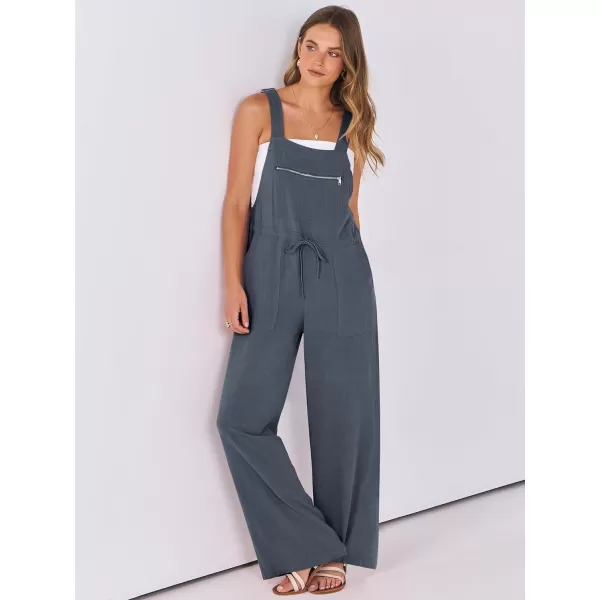 imageANRABESS Womens Jumpsuits Overalls Wide Leg Casual Summer Outfits Loose Sleeveless Straps Linen Bib Overall Rompers JumpersGrey