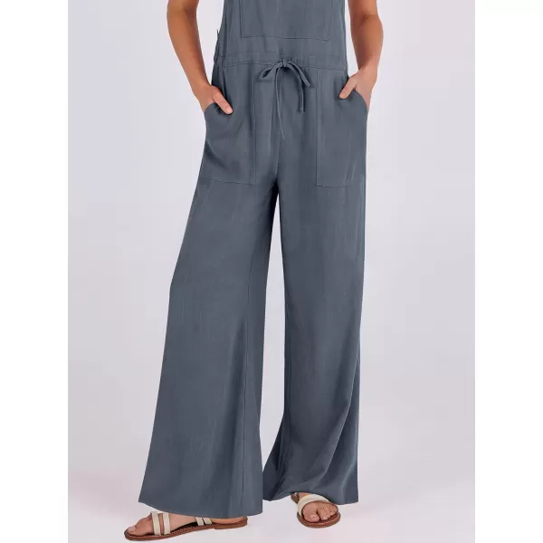 imageANRABESS Womens Jumpsuits Overalls Wide Leg Casual Summer Outfits Loose Sleeveless Straps Linen Bib Overall Rompers JumpersGrey