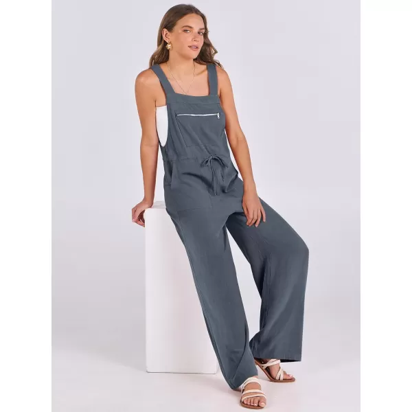 imageANRABESS Womens Jumpsuits Overalls Wide Leg Casual Summer Outfits Loose Sleeveless Straps Linen Bib Overall Rompers JumpersGrey