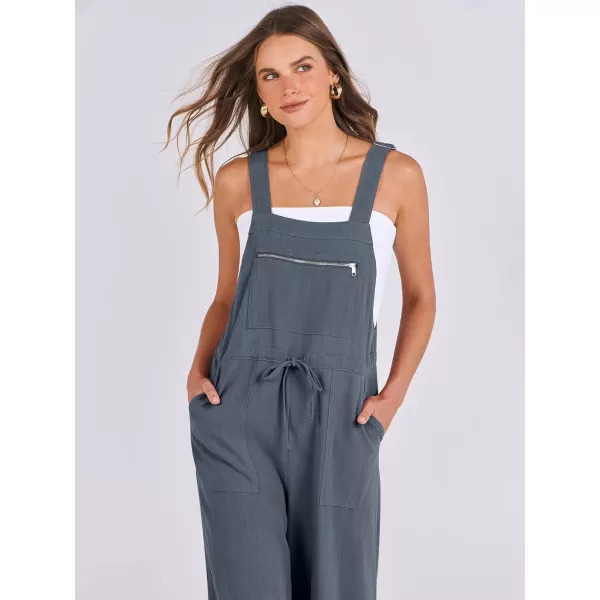 imageANRABESS Womens Jumpsuits Overalls Wide Leg Casual Summer Outfits Loose Sleeveless Straps Linen Bib Overall Rompers JumpersGrey