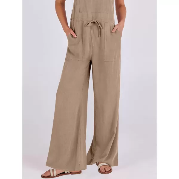 imageANRABESS Womens Jumpsuits Overalls Wide Leg Casual Summer Outfits Loose Sleeveless Straps Linen Bib Overall Rompers JumpersKhaki