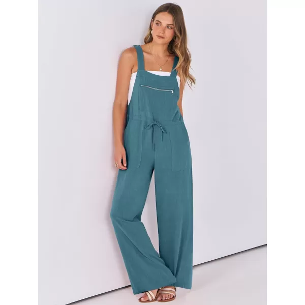 imageANRABESS Womens Jumpsuits Overalls Wide Leg Casual Summer Outfits Loose Sleeveless Straps Linen Bib Overall Rompers JumpersLake