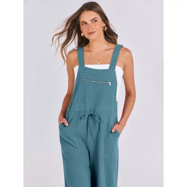 imageANRABESS Womens Jumpsuits Overalls Wide Leg Casual Summer Outfits Loose Sleeveless Straps Linen Bib Overall Rompers JumpersLake