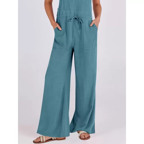 imageANRABESS Womens Jumpsuits Overalls Wide Leg Casual Summer Outfits Loose Sleeveless Straps Linen Bib Overall Rompers JumpersLake