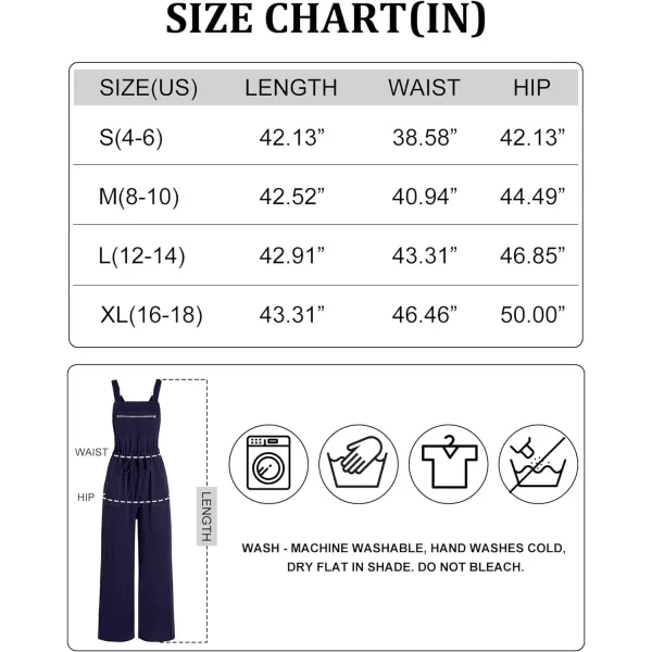 imageANRABESS Womens Jumpsuits Overalls Wide Leg Casual Summer Outfits Loose Sleeveless Straps Linen Bib Overall Rompers JumpersNavy Blue