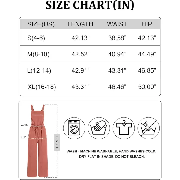 imageANRABESS Womens Jumpsuits Overalls Wide Leg Casual Summer Outfits Loose Sleeveless Straps Linen Bib Overall Rompers JumpersRust