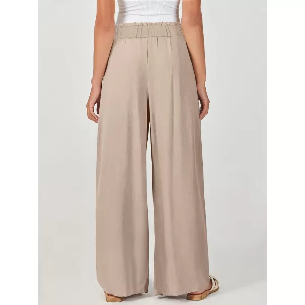 imageANRABESS Womens Linen Palazzo Pants Summer Casual Loose High Waist Wide Leg Pant Lounge Beach Trousers with PocketApricot