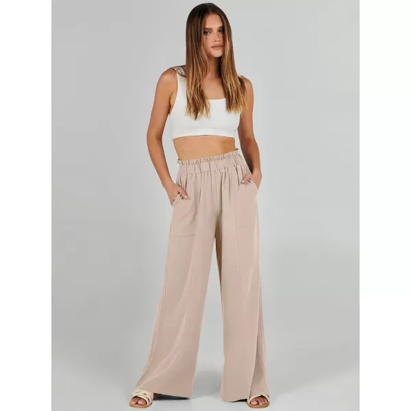 imageANRABESS Womens Linen Palazzo Pants Summer Casual Loose High Waist Wide Leg Pant Lounge Beach Trousers with PocketApricot