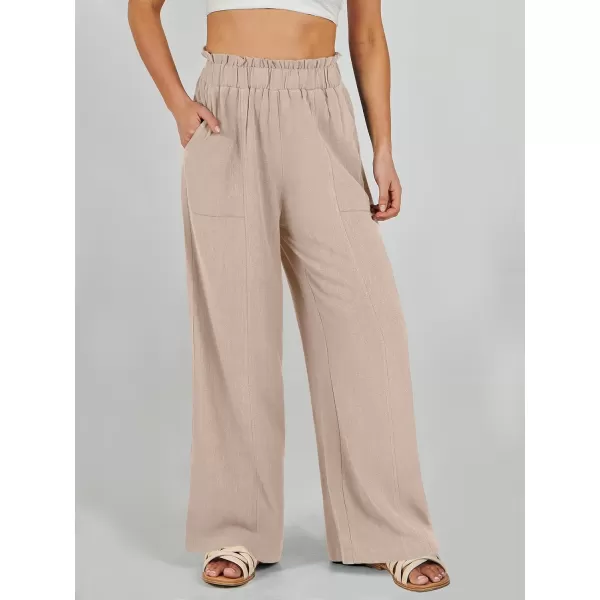 imageANRABESS Womens Linen Palazzo Pants Summer Casual Loose High Waist Wide Leg Pant Lounge Beach Trousers with PocketApricot