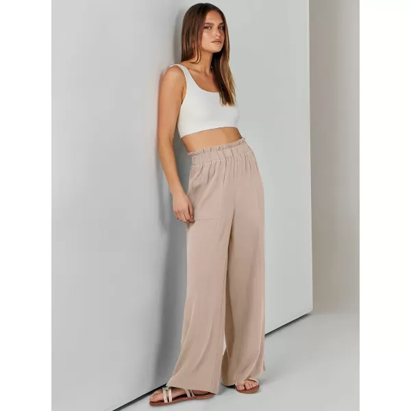 imageANRABESS Womens Linen Palazzo Pants Summer Casual Loose High Waist Wide Leg Pant Lounge Beach Trousers with PocketApricot