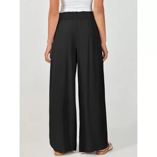 imageANRABESS Womens Linen Palazzo Pants Summer Casual Loose High Waist Wide Leg Pant Lounge Beach Trousers with PocketBlack