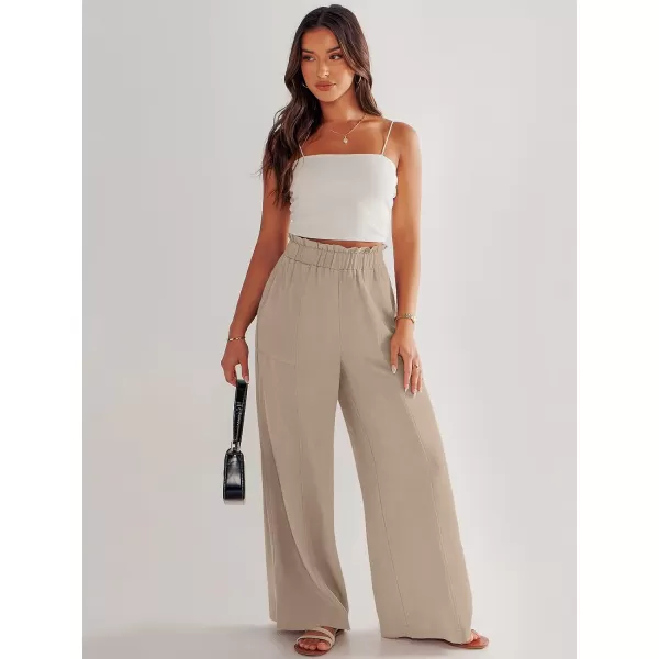 imageANRABESS Womens Linen Palazzo Pants Summer Casual Loose High Waist Wide Leg Pant Lounge Beach Trousers with PocketKhaki