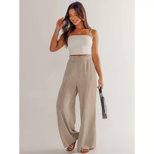 imageANRABESS Womens Linen Palazzo Pants Summer Casual Loose High Waist Wide Leg Pant Lounge Beach Trousers with PocketKhaki