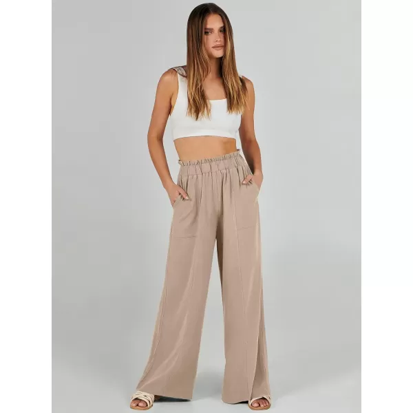 imageANRABESS Womens Linen Palazzo Pants Summer Casual Loose High Waist Wide Leg Pant Lounge Beach Trousers with PocketKhaki