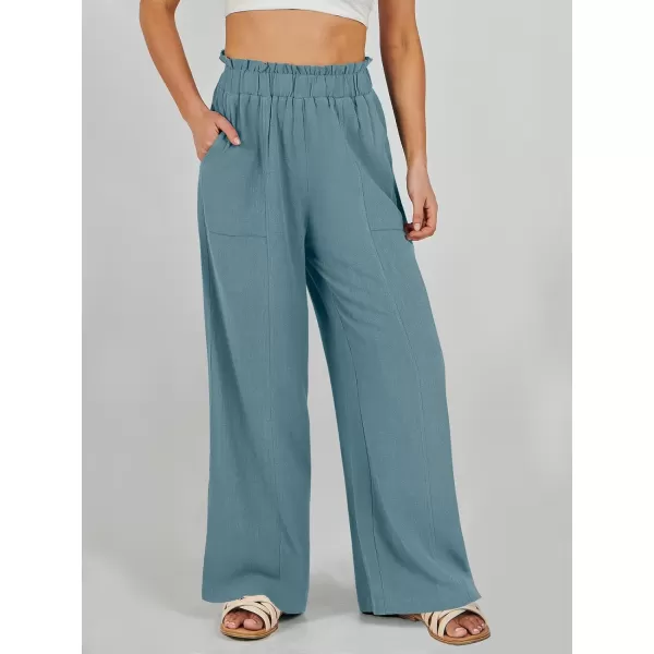 imageANRABESS Womens Linen Palazzo Pants Summer Casual Loose High Waist Wide Leg Pant Lounge Beach Trousers with PocketLake