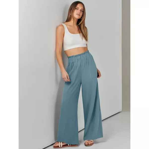 imageANRABESS Womens Linen Palazzo Pants Summer Casual Loose High Waist Wide Leg Pant Lounge Beach Trousers with PocketLake