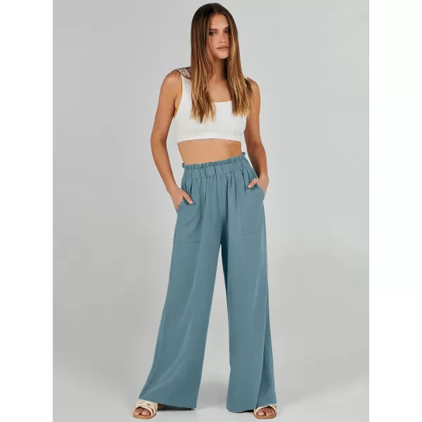 imageANRABESS Womens Linen Palazzo Pants Summer Casual Loose High Waist Wide Leg Pant Lounge Beach Trousers with PocketLake