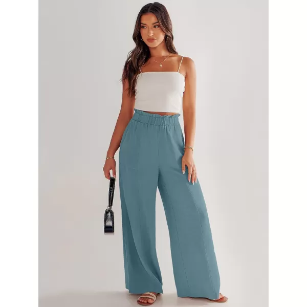 imageANRABESS Womens Linen Palazzo Pants Summer Casual Loose High Waist Wide Leg Pant Lounge Beach Trousers with PocketLake
